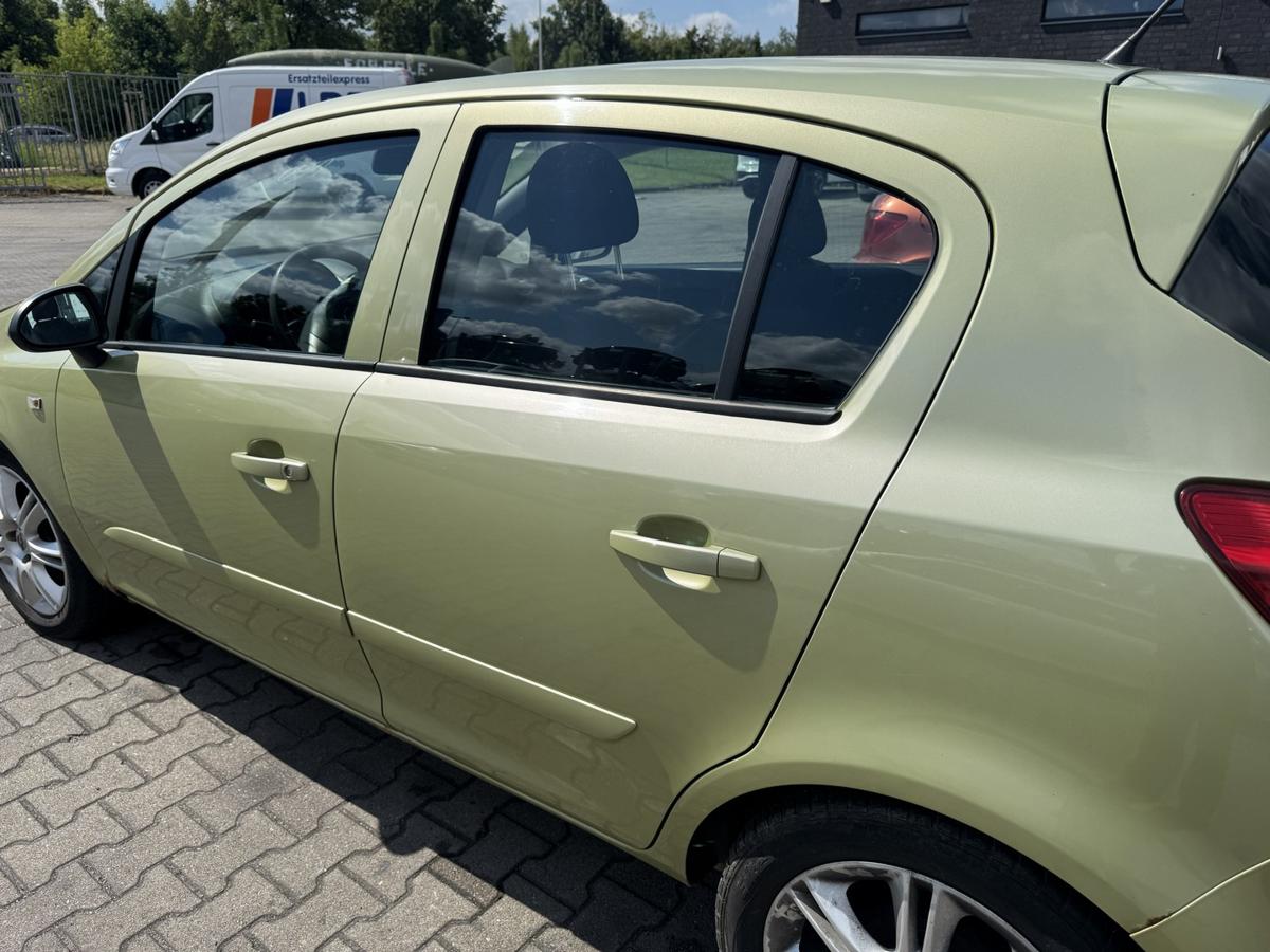 Opel Corsa D original T&uuml;r hinten links Z30E Green Tea Metallic Rohbau Bj.2006